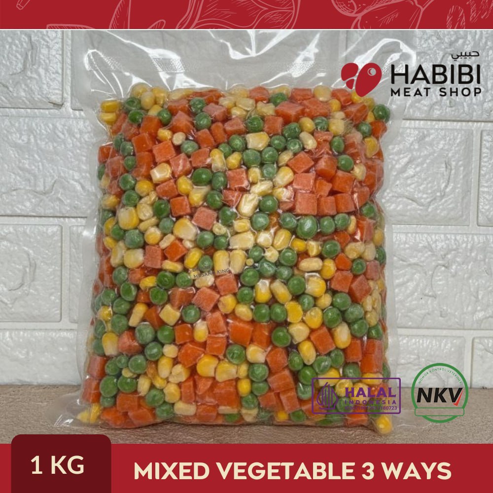 MIX VEGETABLE SAYURAN BEKU 3 WAYS (Wortel, Jagung dan Kacang Polong) 1kg