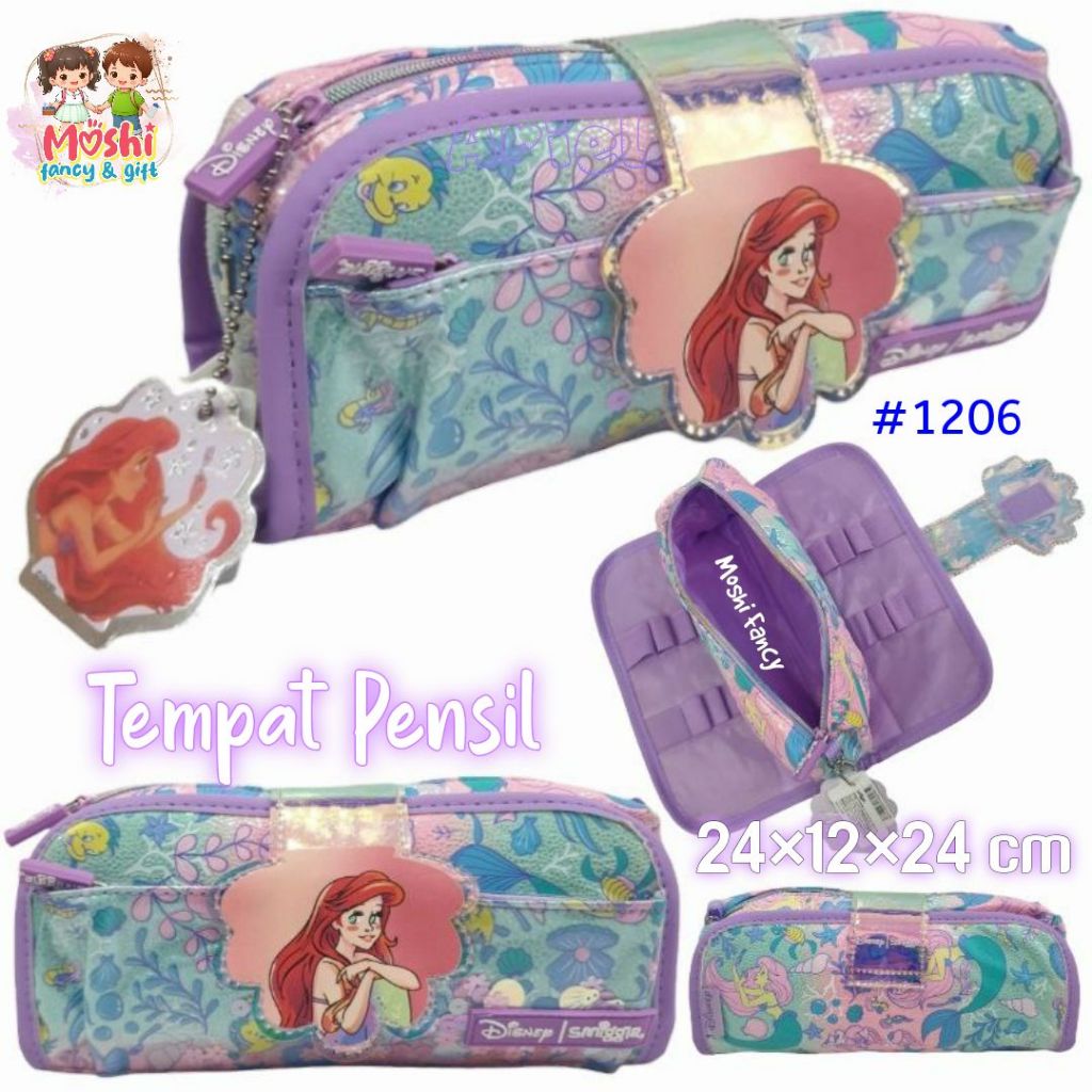 Tempat Pensil Disney Ariel / Pencil Case Ariel Mermaid / Kotak Pensil Anak Perempuan Flip