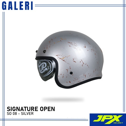 Helm Classic JP Signature Open SO 08 Silver - Galeri JPX Bandung