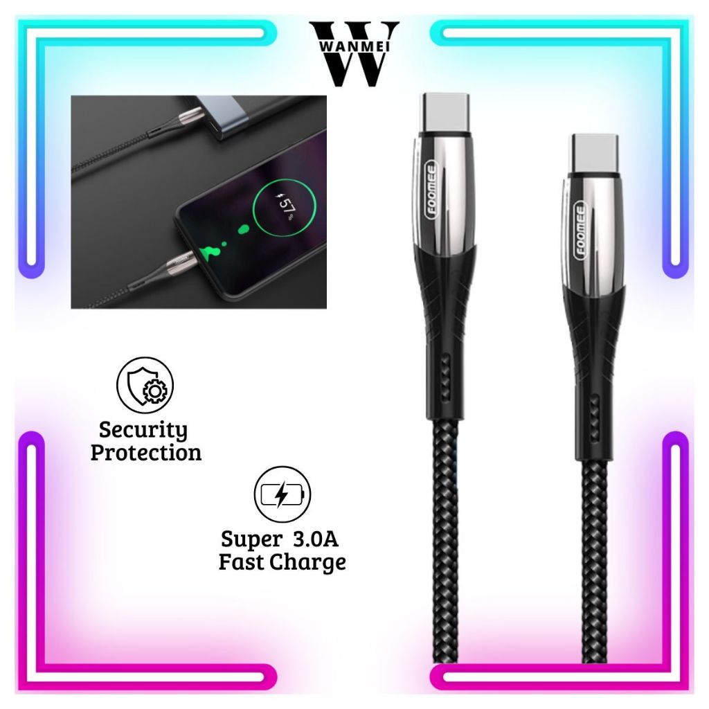 WM Kabel Data Foomee DR12 Type-C To Type-C PD60W 120Cm QC 3.0 Fast Charge