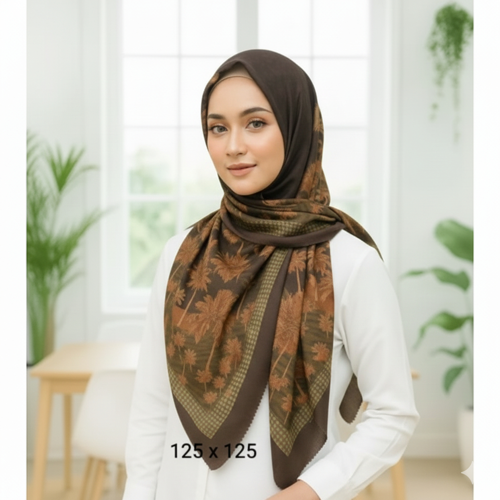 Mama In Fashion - Jilbab Syari Segi Empat Voal Motif / Jilbab - Hijab - Kerudung segi empat Motif Te