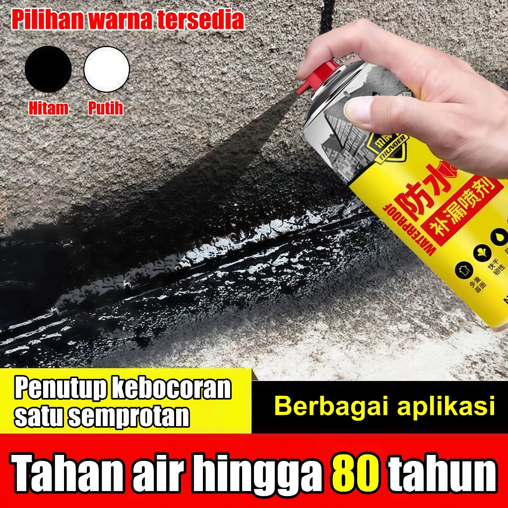 Spray anti bocor waterproof 300ML Sealent anti bocor hitam & putih Tambal seng atap bocor Penambal t