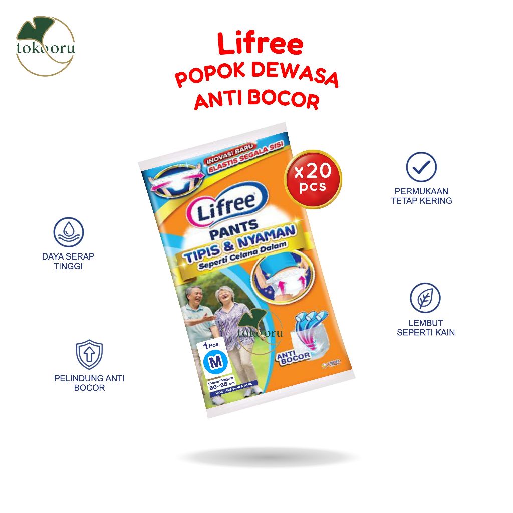 Lifree M isi 20 pcs Popok Celana Dewasa Nyaman Anti Bocor