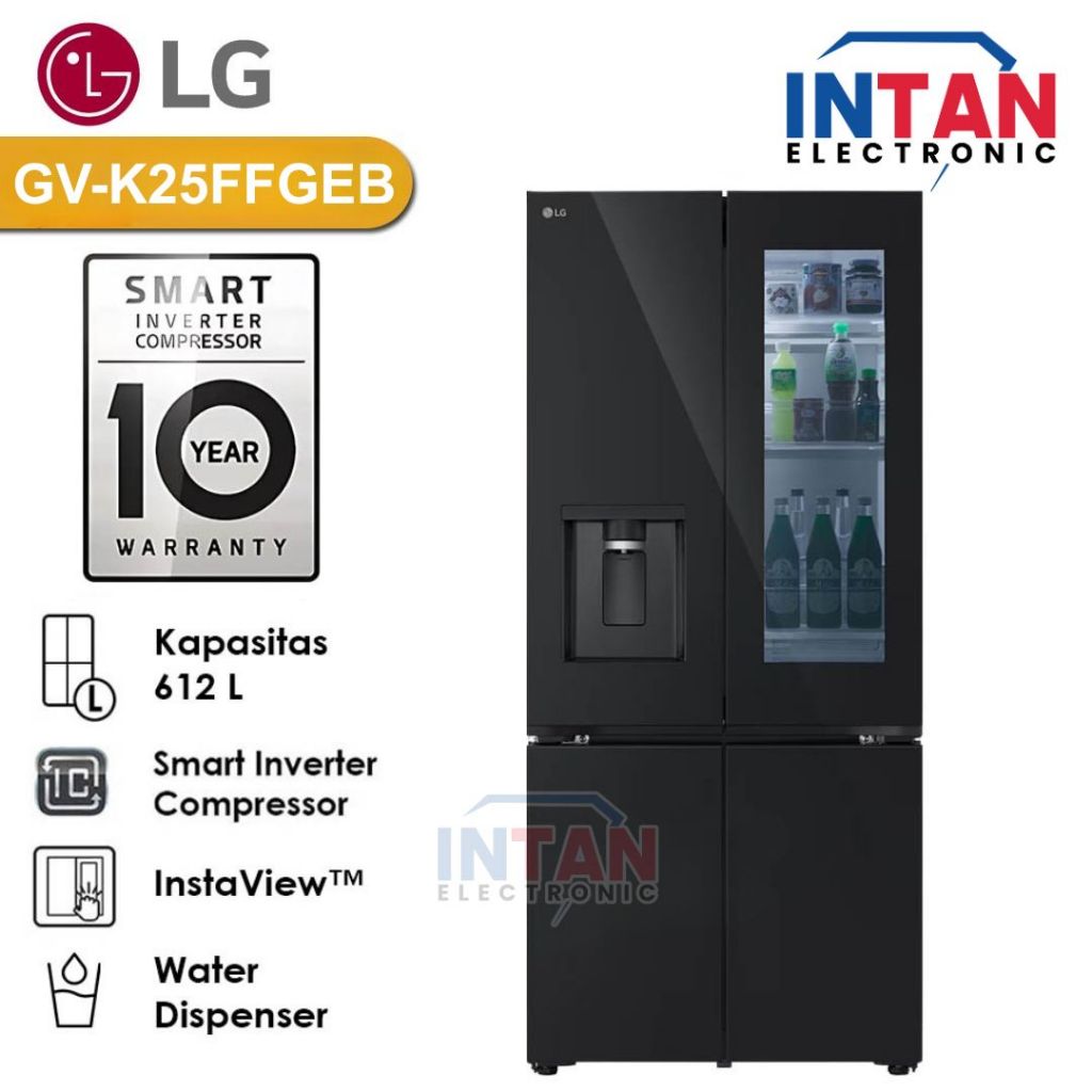 KULKAS 4 PINTU LG GV-K25FFGEB KAPASITAS 672 LITER / SMART INVERTER COMPRESSOR GVK25FFGEB MEDAN