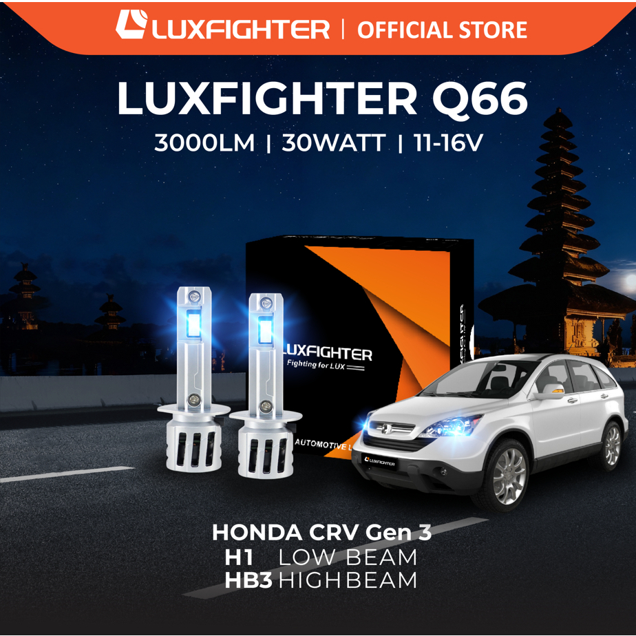 LUXFIGHTER Q66 H1 HB3 LAMPU MOBIL LED HONDA CRV GEN 3 SOCKET H1 LOW BEAM HB3 HIGHBEAM PNP