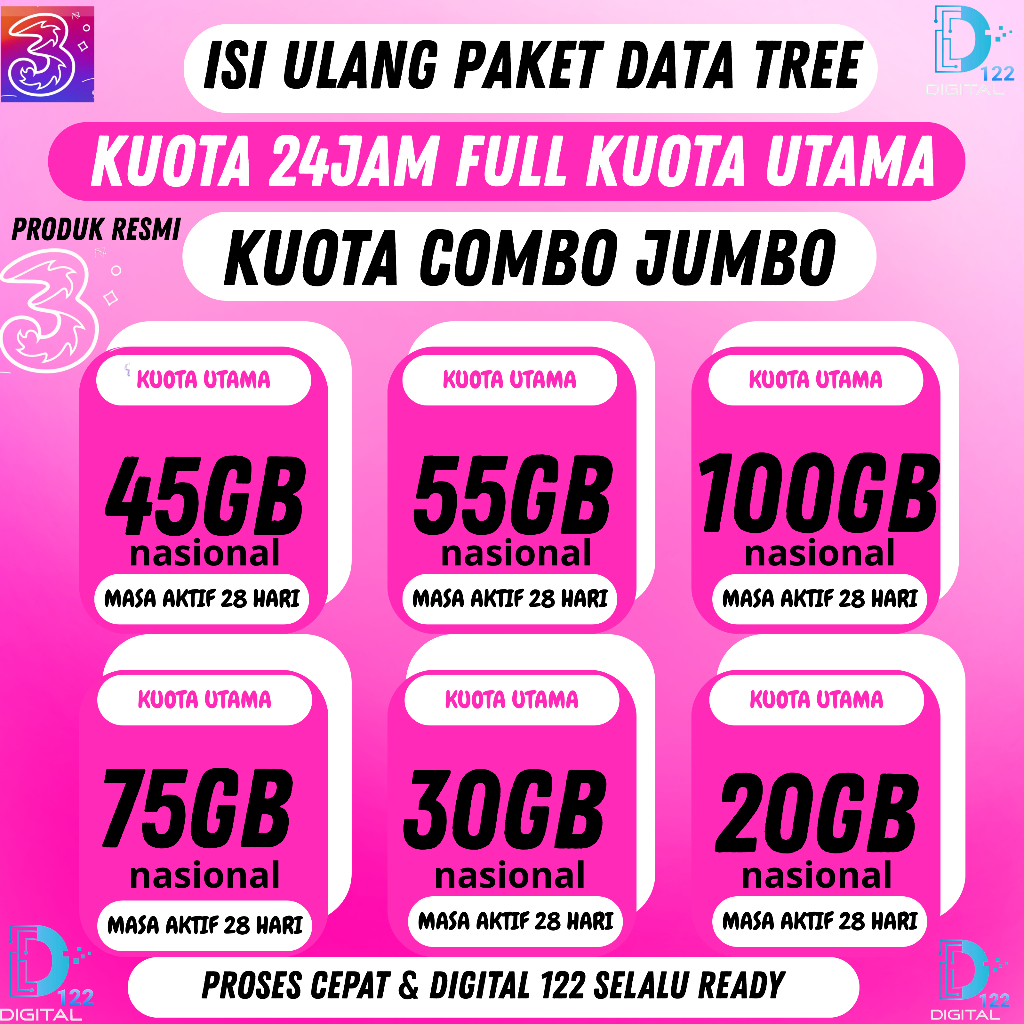 PROMO PAKET DATA TRI COMBO JUMBO KUOTA MELIMPAH BEBAS PUAS AMANAH