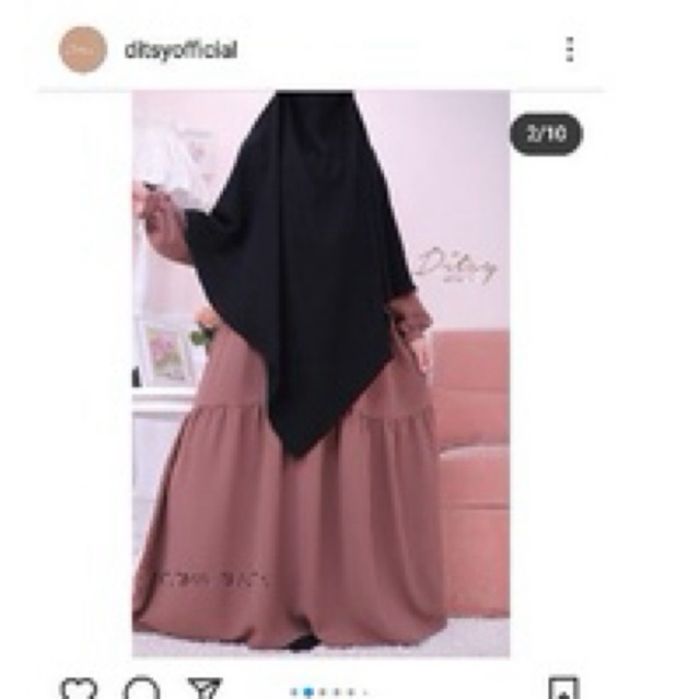 PL Ditsy French Khimar Preloved shameena ditsy long black