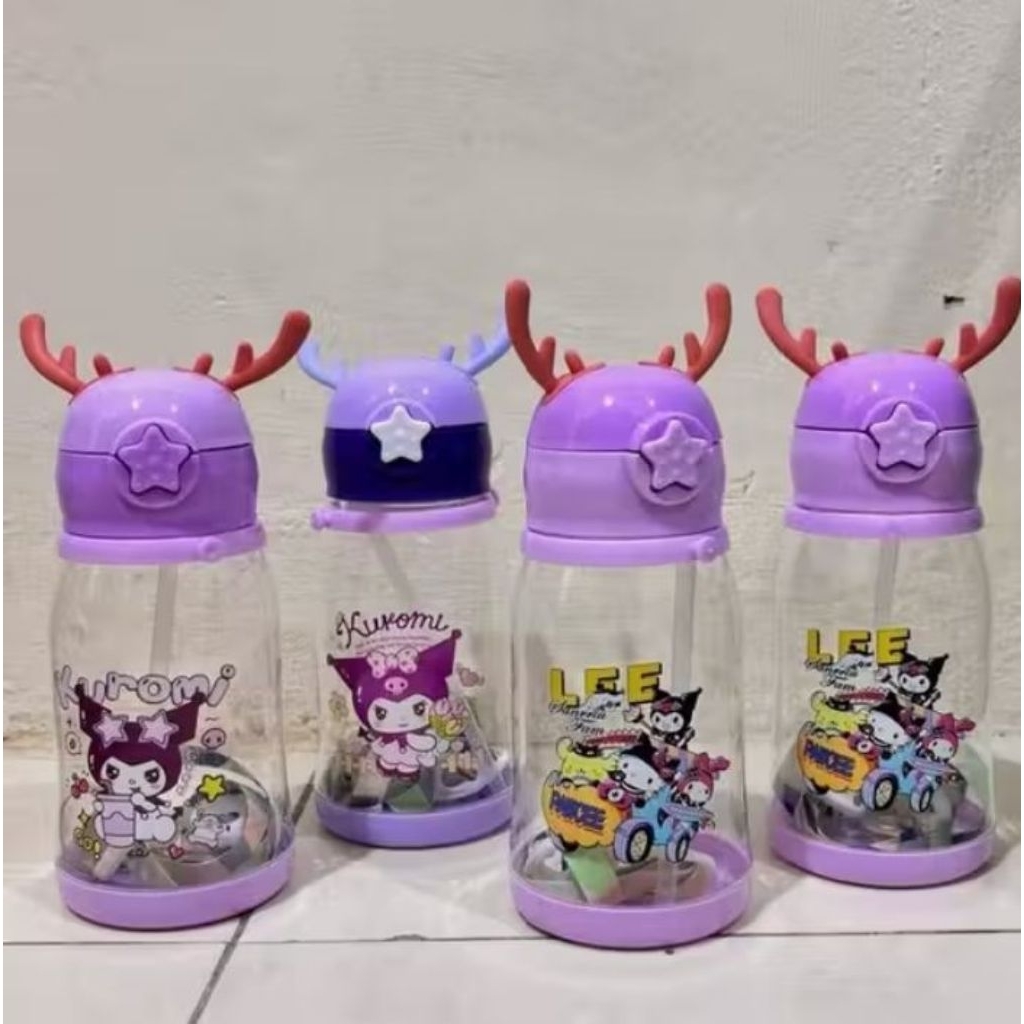 Botol Minum Anak Karakter perempuan dan laki isi 600ml BPA FREE + Tali panjang
