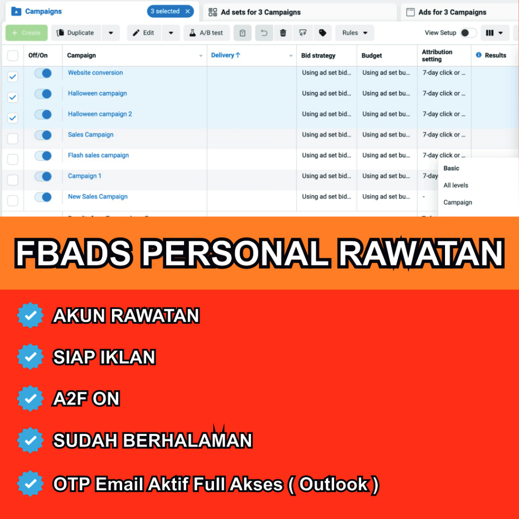 Personal Ads Rawatan Lolos Tinjauan + A2F ON + OTP Email Outlook Aktif