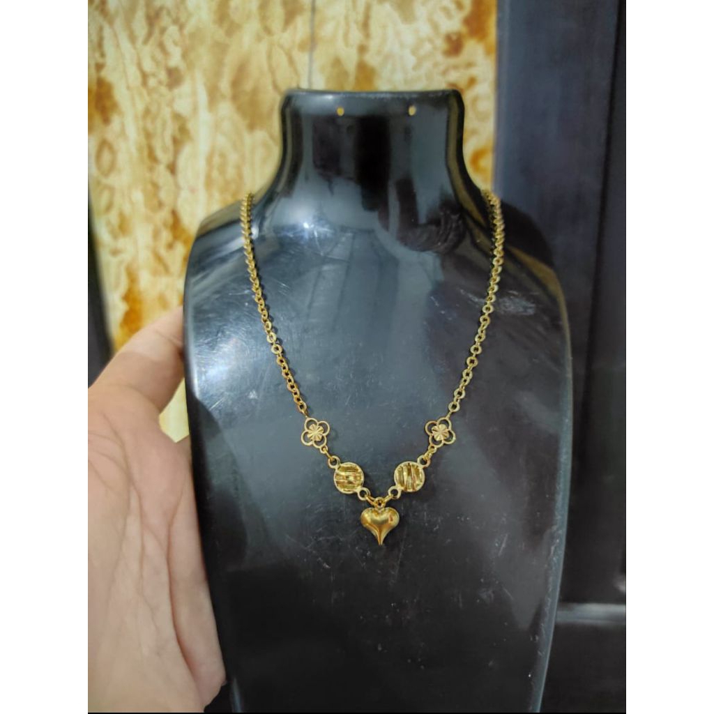 kalung titanium asli model tiruan emas asli