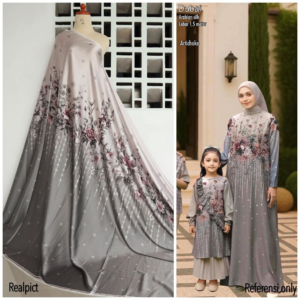 Kain Meteran Arabian Silk Premium Motif Dubai Look Like Vanilla Hijab//Bahan Baju Lebaran//Kain Sari