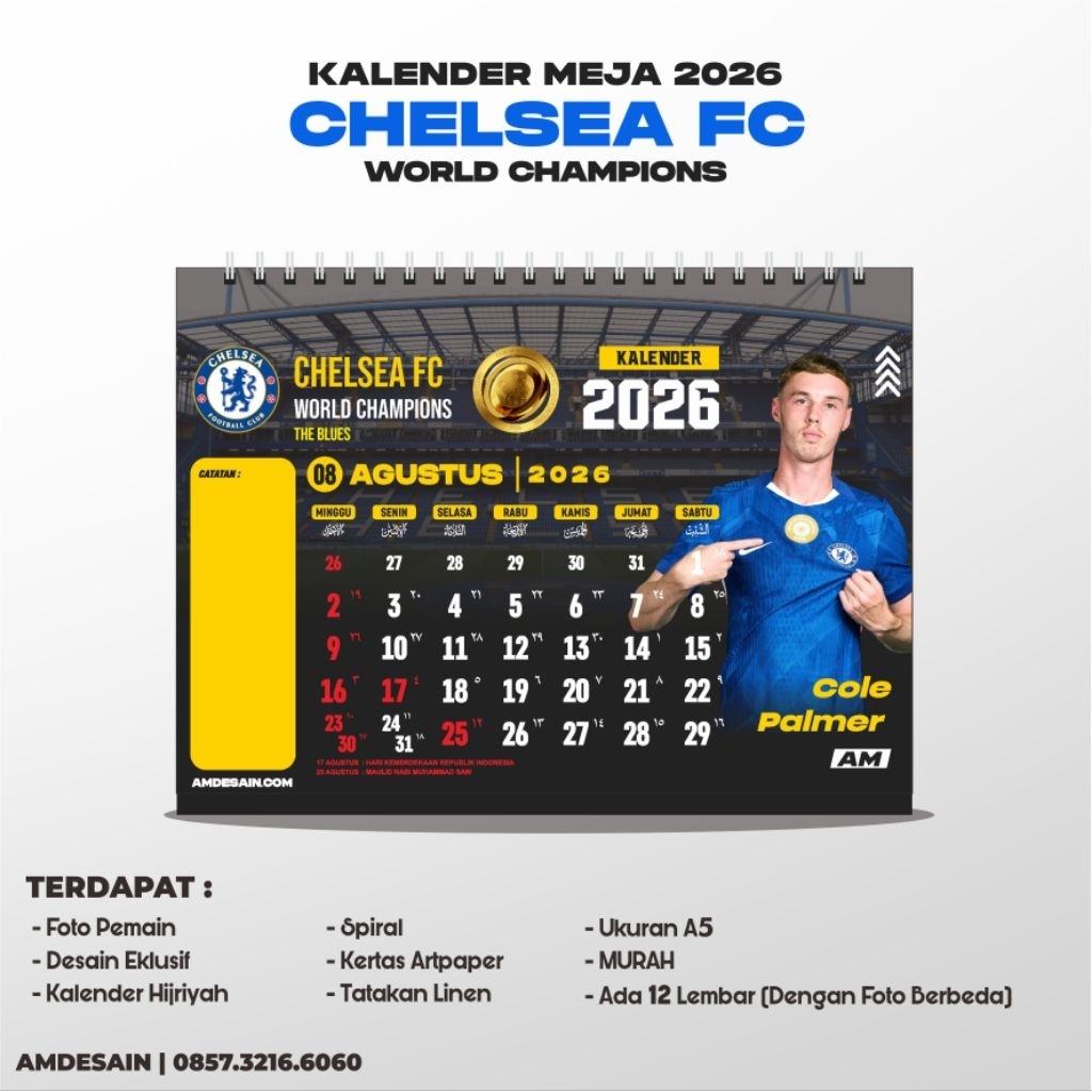 KALENDER MEJA CHELSEA TAHUN 2026