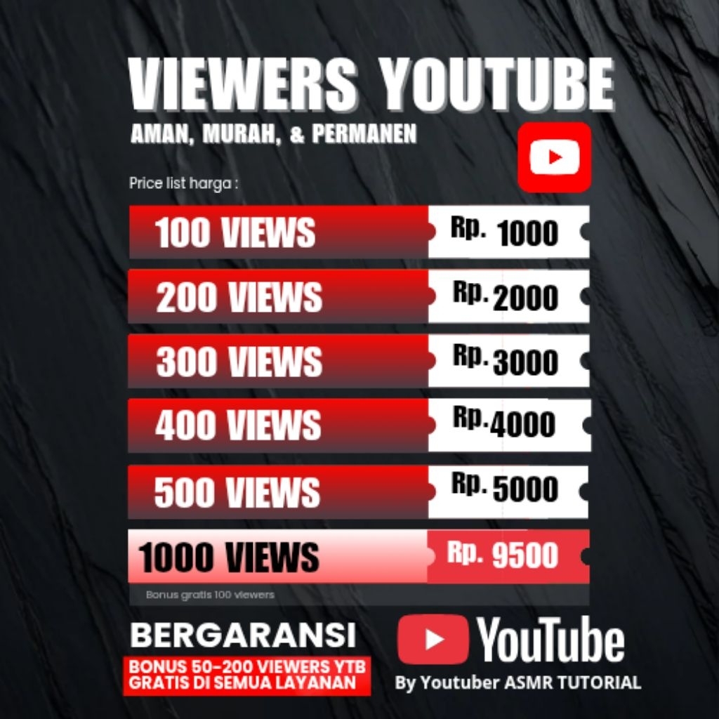 VIEWERS YOUTUBE PERMANEN GARANSI & TERMURAH
