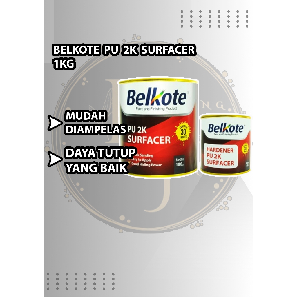Belkote PU 2K Surfacer - 1Kg GREY (ABU ABU) (Cat Dasar / Cat Mobil)