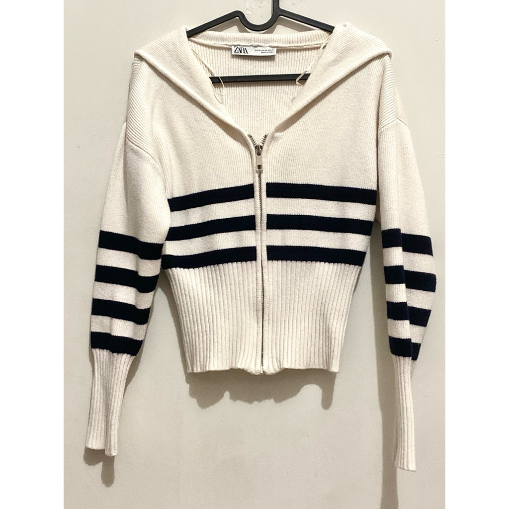 rare!! zara striped knit sailor jacket