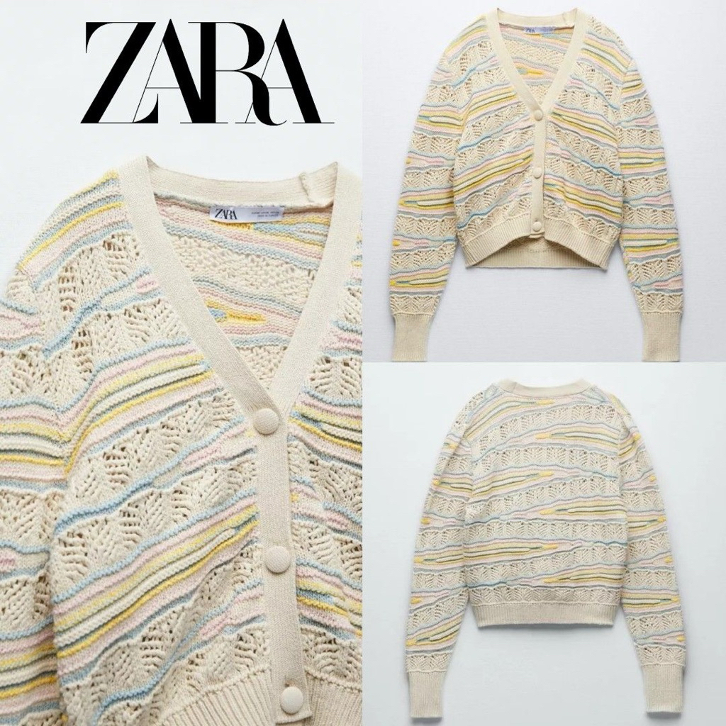 zara multicolor knit cardigan