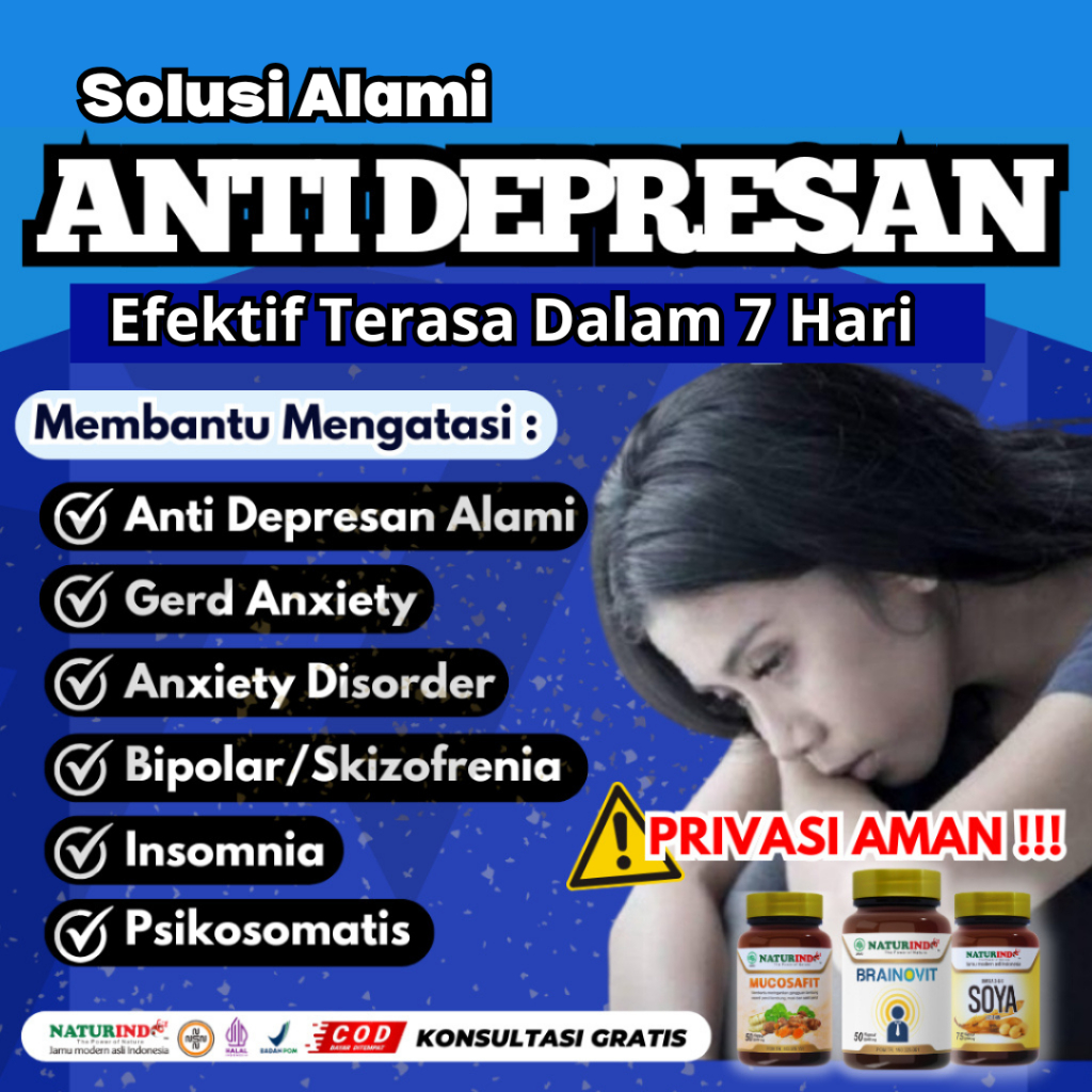 Obat Anti Depresan Anti Depresi Kecemasan Gerd Anxiety Skizofrenia Bipolar Brainovit Naturindo