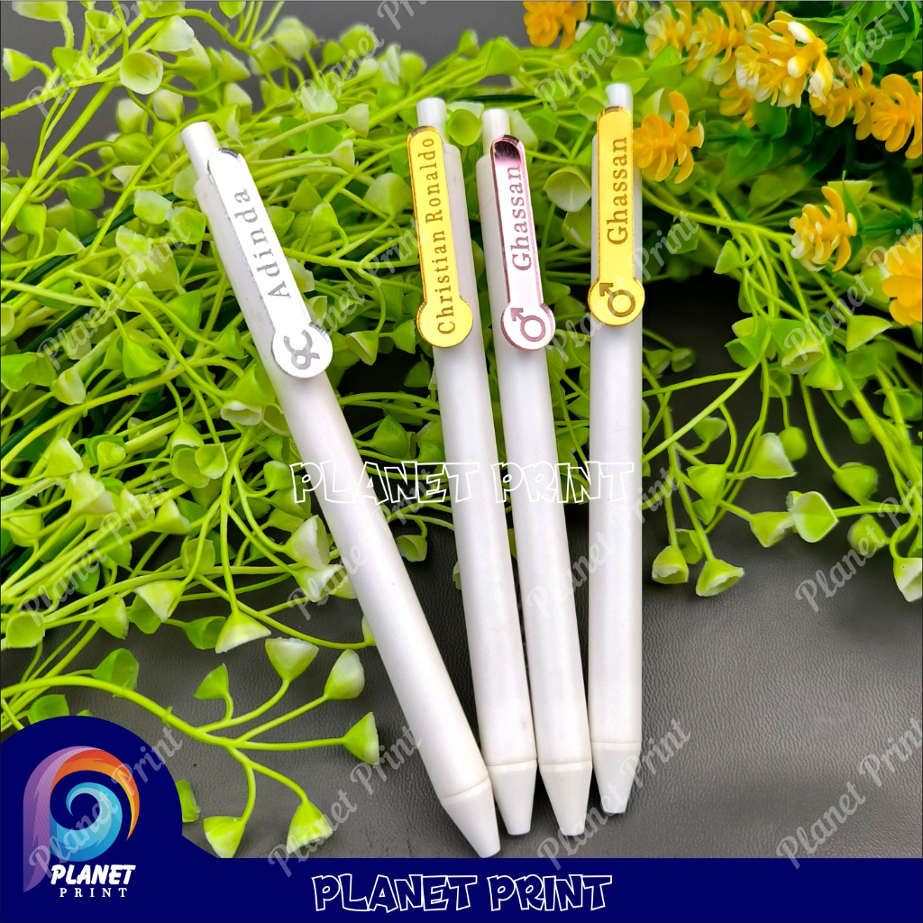 (WPP) Bolpoin Custom Pulpen Putih Pena Custom Nama Grafir Laser | FREE Custom Nama/Logo | pulpen Kay