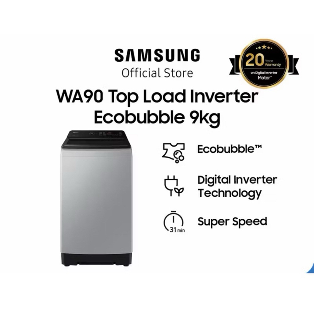 MESIN CUCI SAMSUNG 9kg 1 TABUNG INVERTER PINTU BUKAAN ATAS
