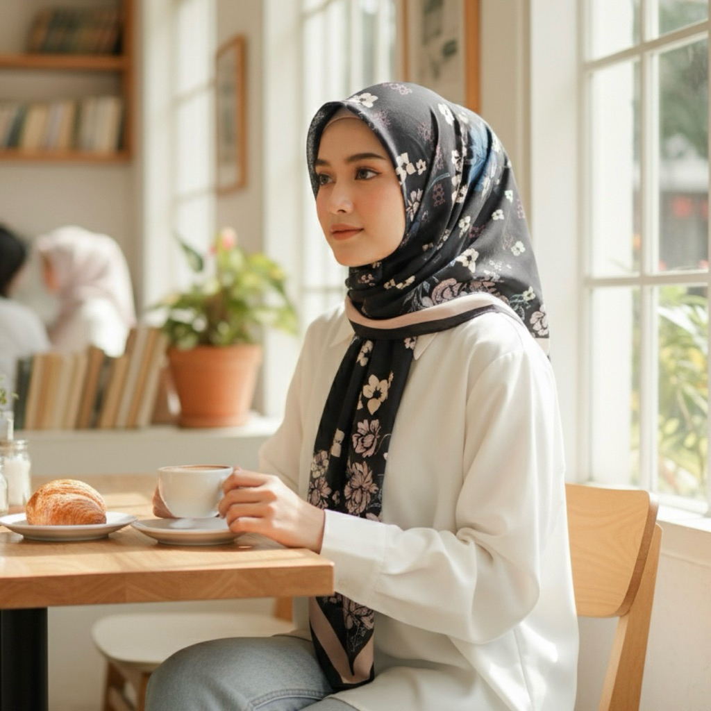 Aeni Hijab - Kerudung Voal Motif Segiempat - Azalea Series