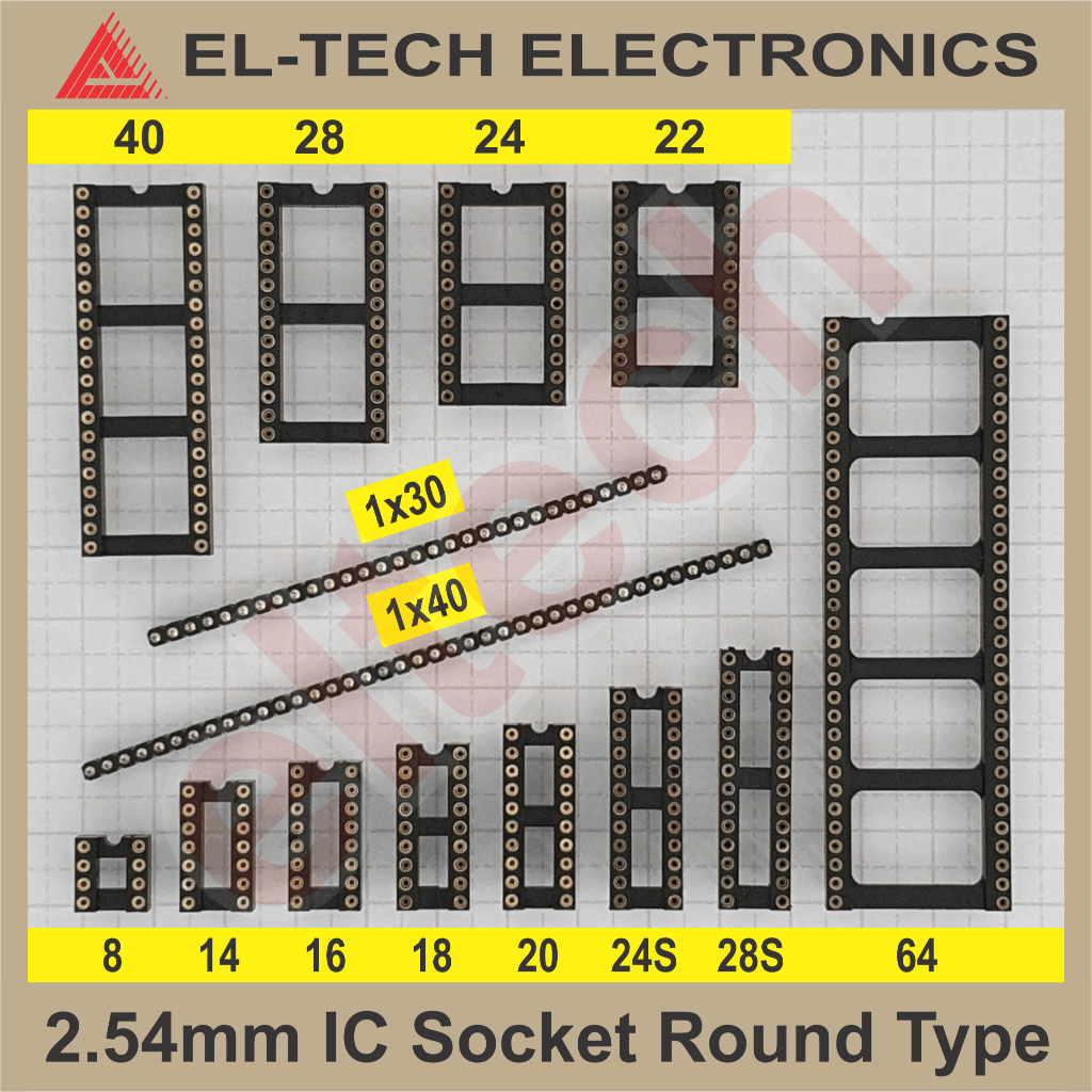 IC Socket 2.54mm Round Hole Machine 6P 8P 14P 16P 18P 20P 24P 28P 32P 40P Skinny 300mil 600mil 900mi