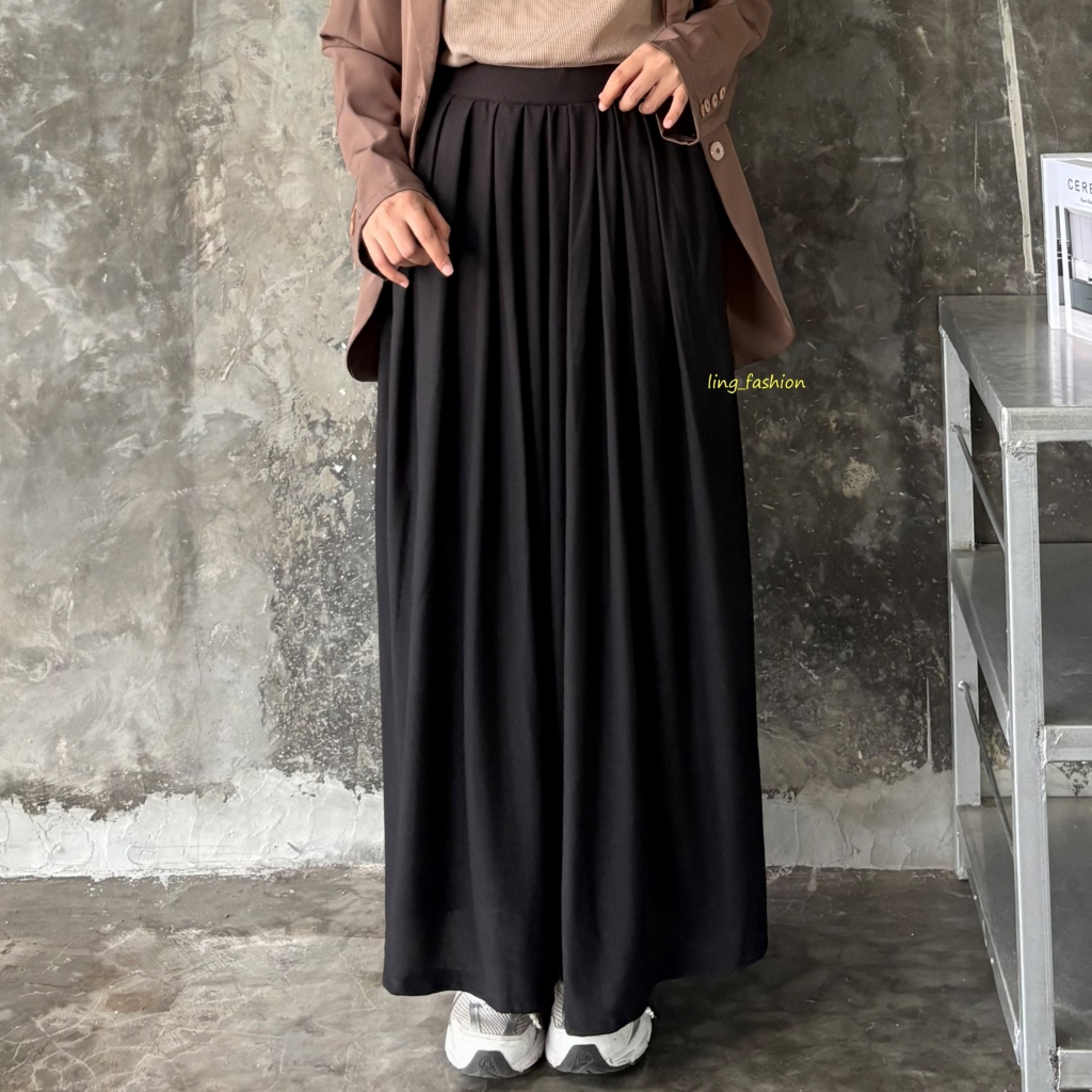 Celana kulot kaki lebar model rok premium import/kulot lebar/kulot rok/kulot rempel