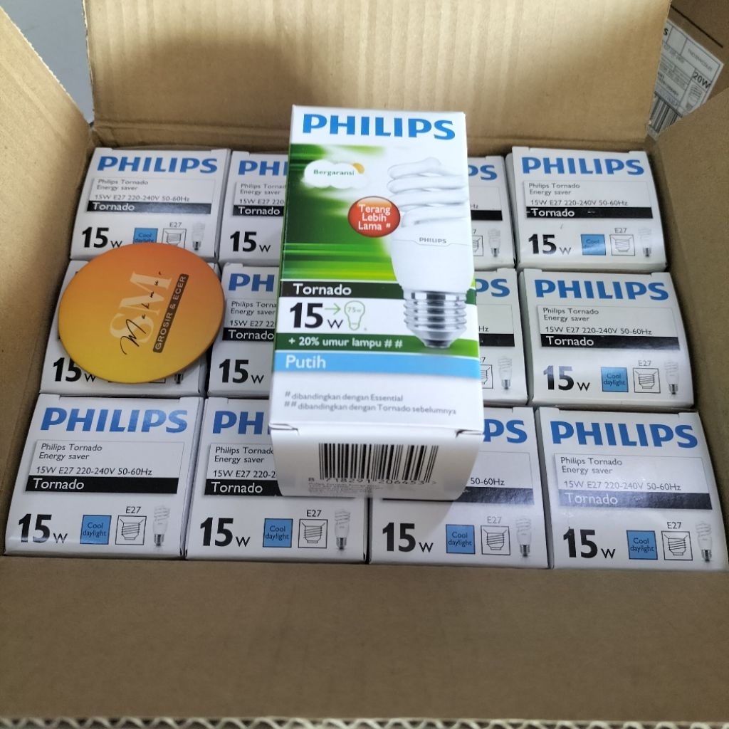 Paket Usaha PHILIPS TORNADO 15 Watt Cahaya Putih Isi 12 Lampu
