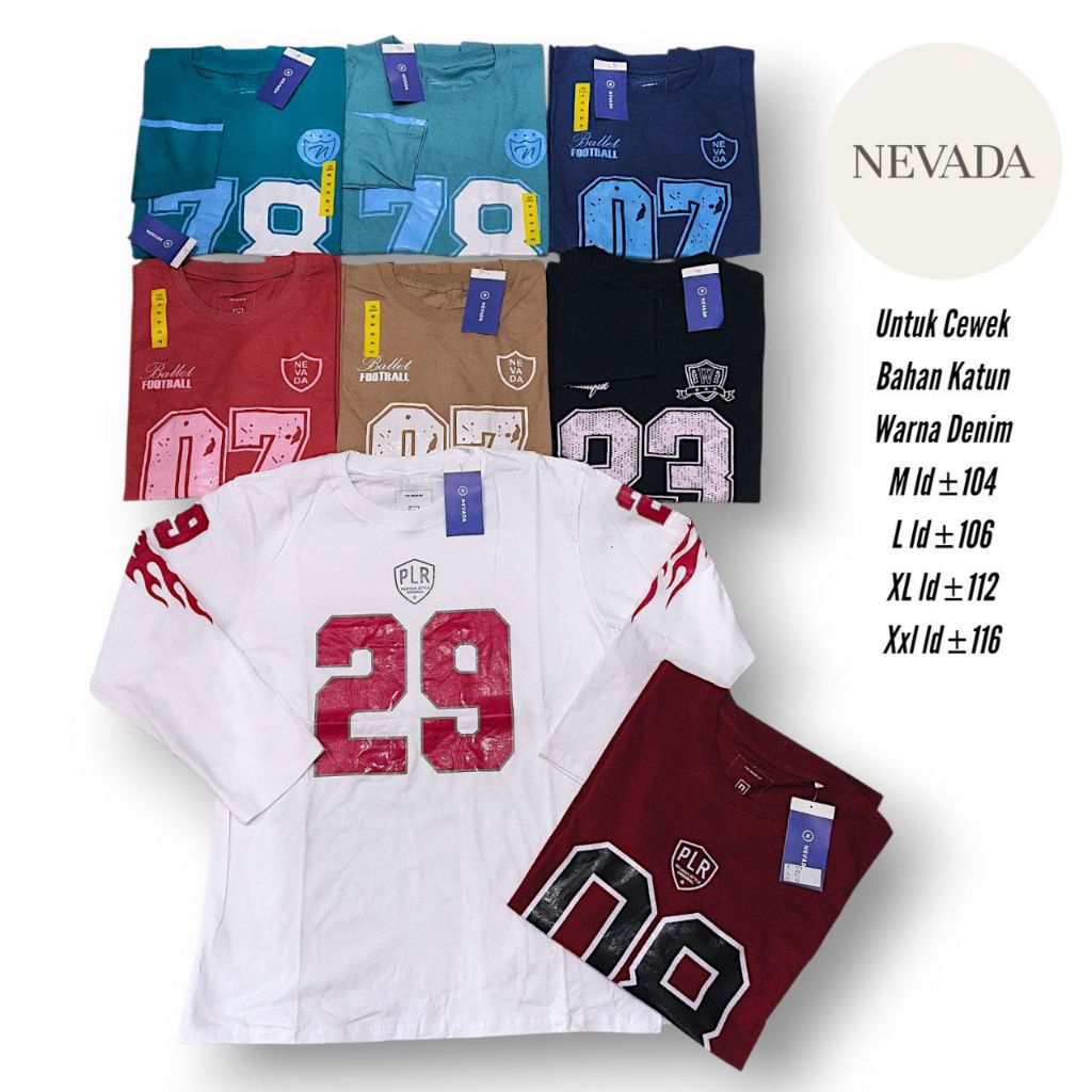 (GITA BRANDED) KAOS NEVADA CEWEK LENGAN PANJANG MOTIF ANGKA