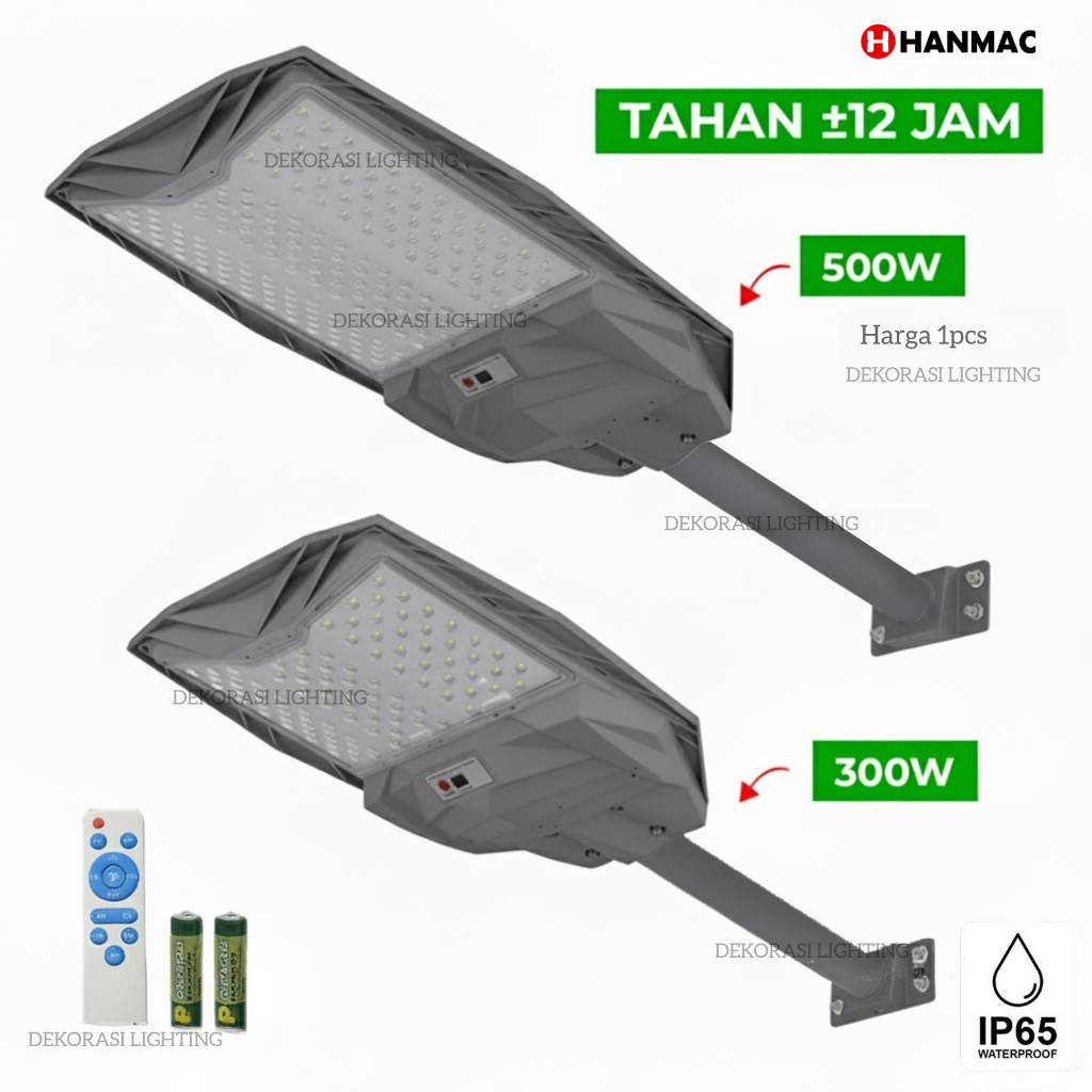 Lampu jalan solar cell led 300w 500w dimmable sensor gerak PJU taman tiang pagar dinding tenaga sury