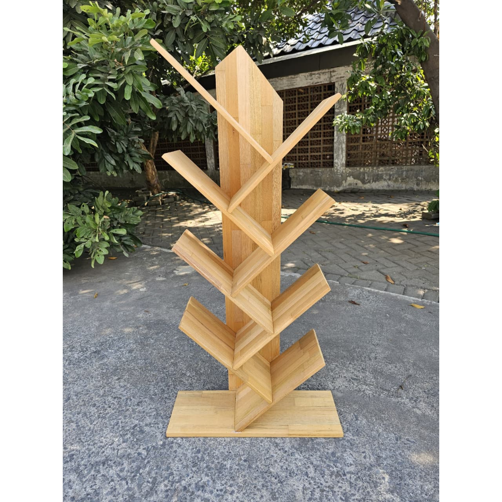 Rak Pohon / Rak Modern Minimalis / Rak Buku Serbaguna Full Kayu Solid