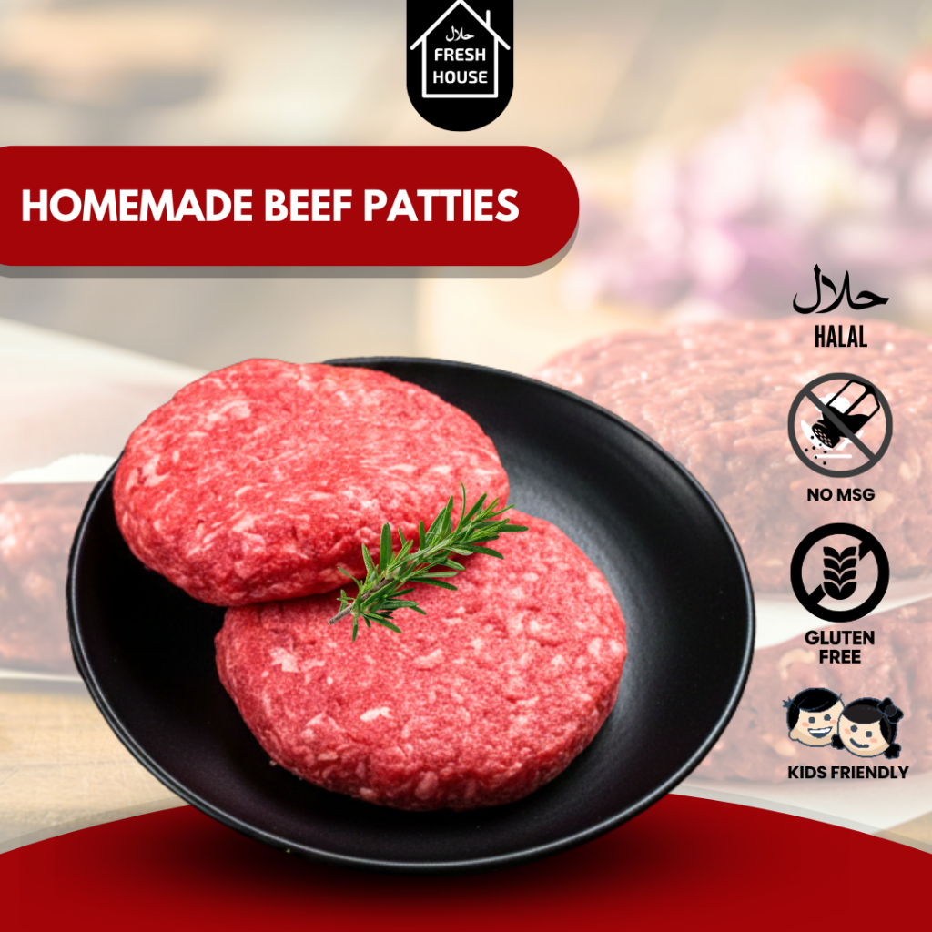BEEF PATTIES HOMEMADE NON MSG GLUTEN FREE / PATTIES FULL DAGING ISI 6