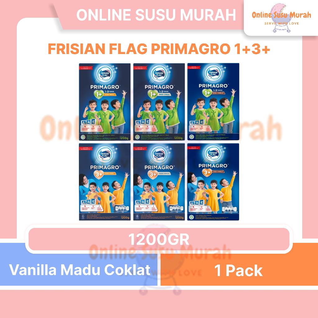 FRISIAN FLAG PRIMAGRO 1+ 3+ VANILA MADU COKLAT 1200GR TAHAP 1 3 1200 GR PRIMA GRO SSKD
