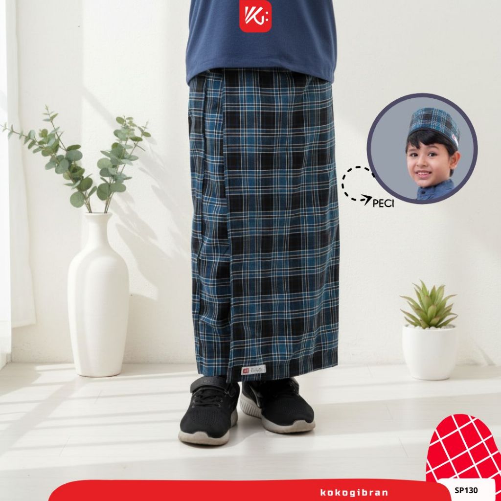 Sarung Instan Anak TK SD PAUD + Peci | Sarung Celana Sholat Praktis Anti Melorot & Nyaman KokoGibran