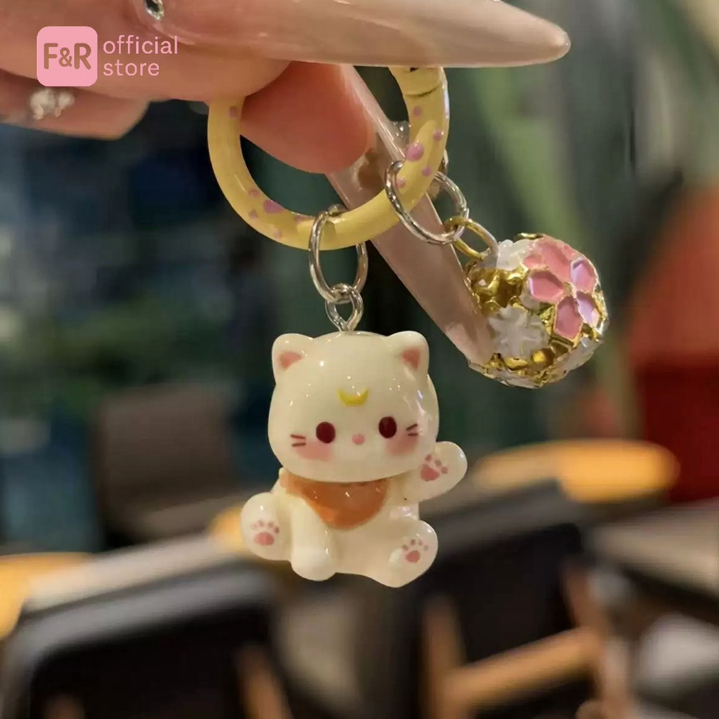 Gantungan Kunci Ring Kucing Maneki Neko Keychain