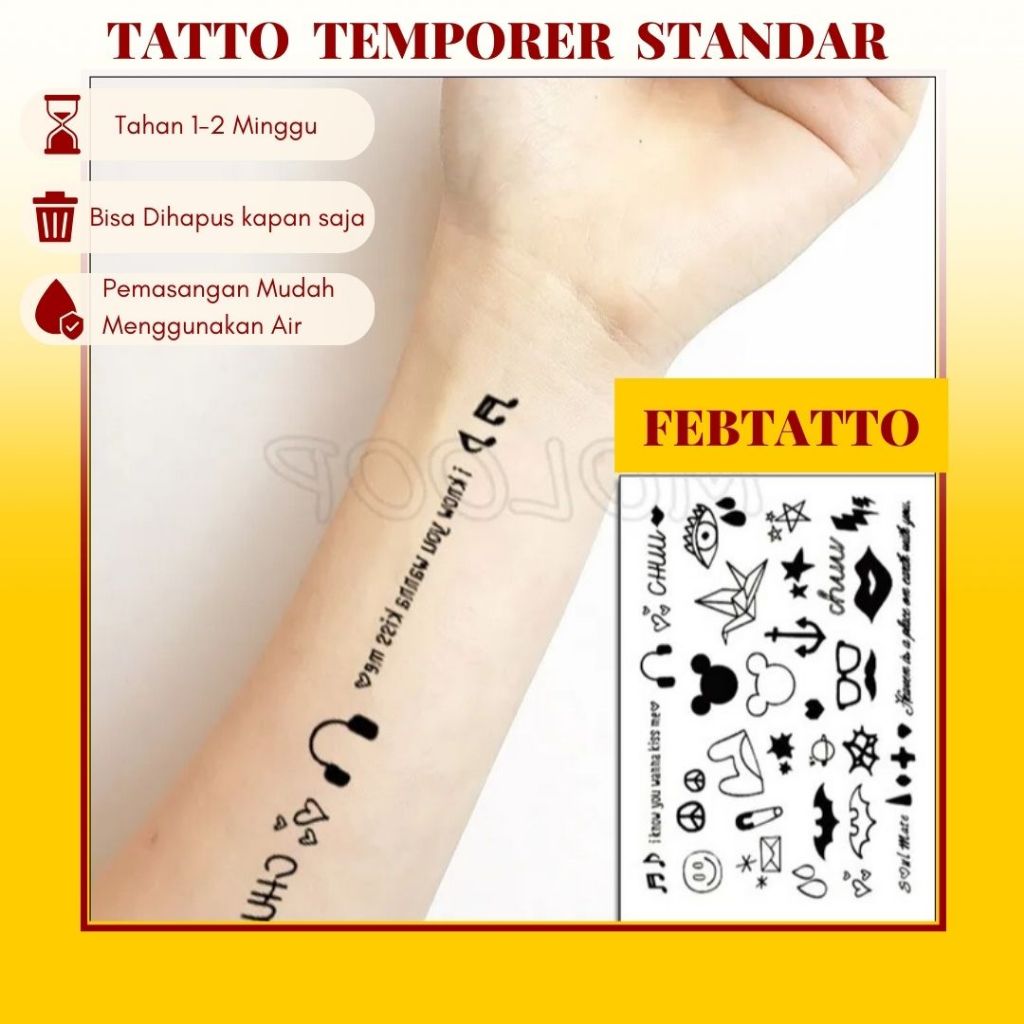 Tato Temporer Ukuran 21cmx15cm Motif Aesthetic Tatto Temporary Stiker Tato Halal Grosir Tato air mot