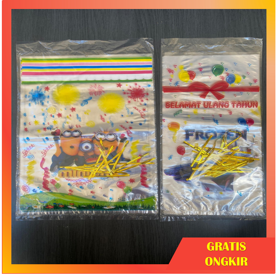 Plastik souvenir ulang tahun, kantong plastik makanan ulang tahun, kantong snack, plastik snack, goo