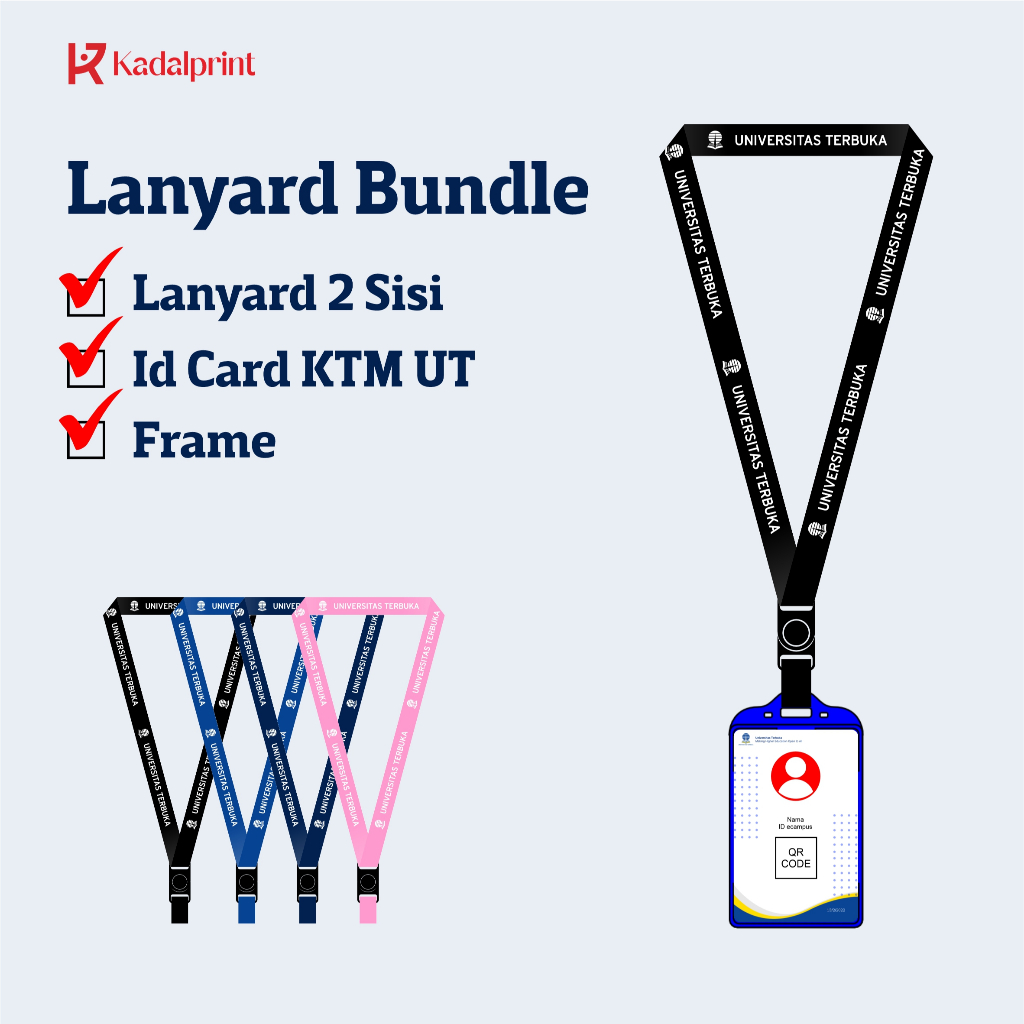 Paket ID Card KTM UT + Lanyard Universitas Terbuka - 1 SET Full Print 2 sisi