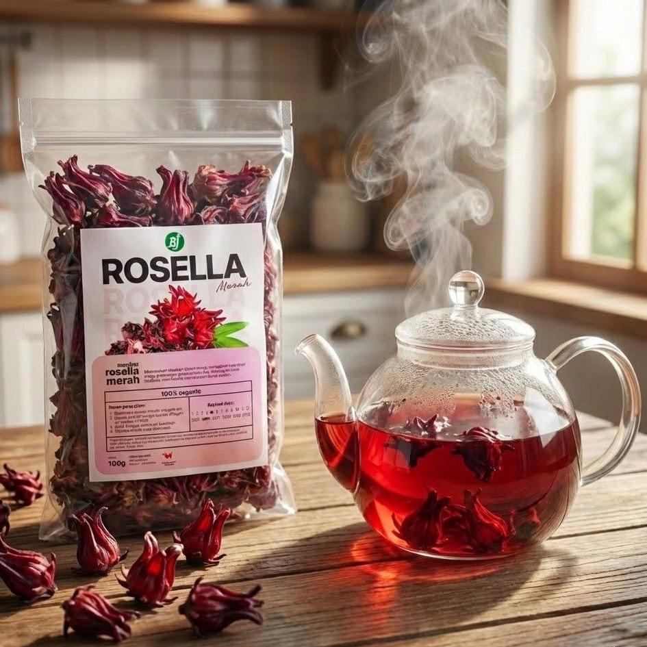 Teh Rosella Merah Premium Minuman Herbal Segar dari Kelopak Rosella Pilihan