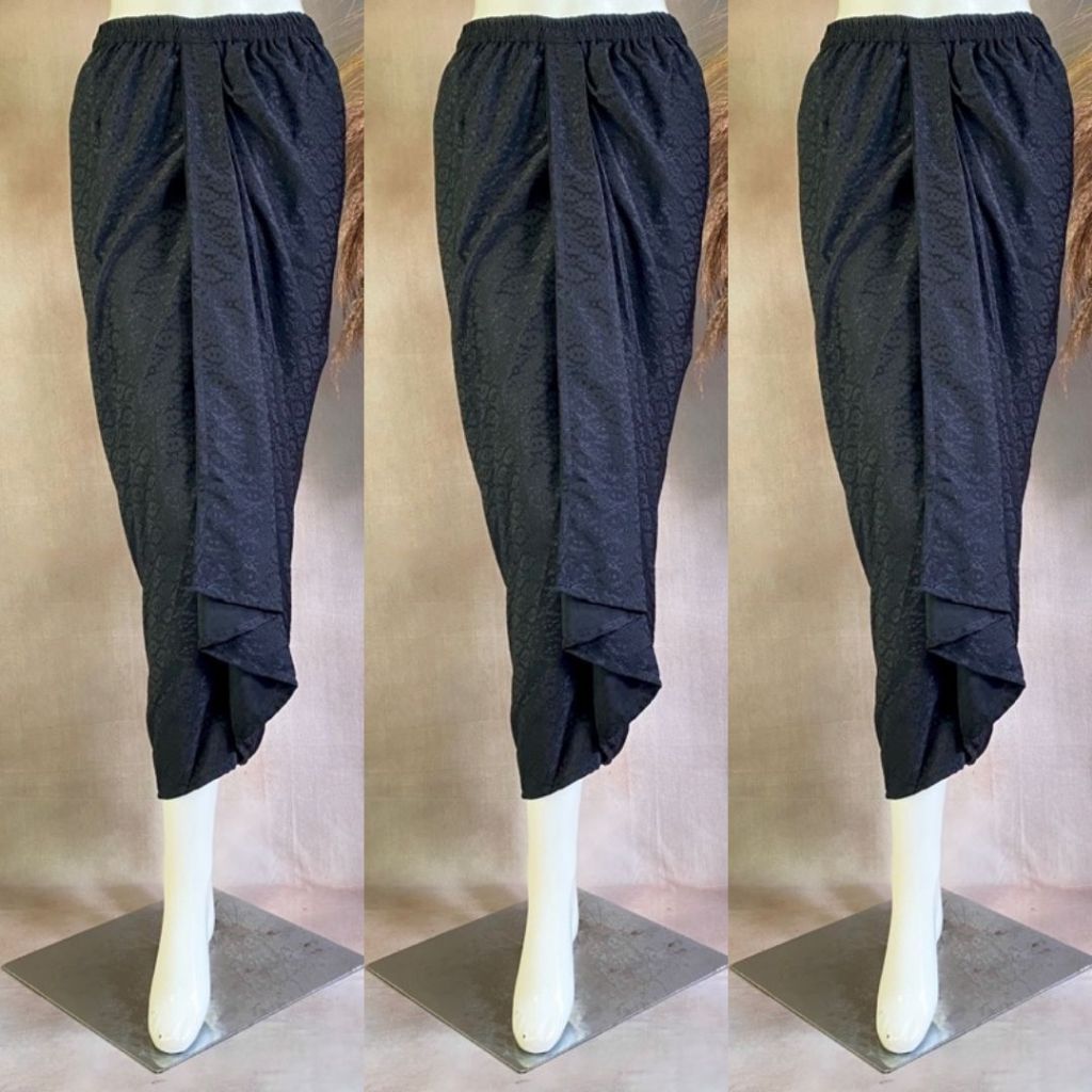 Rok Instan Polos Kebaya Wanita/Rok Dobby Polos Hitam/Rok Instan Rumbai Siap Pakai