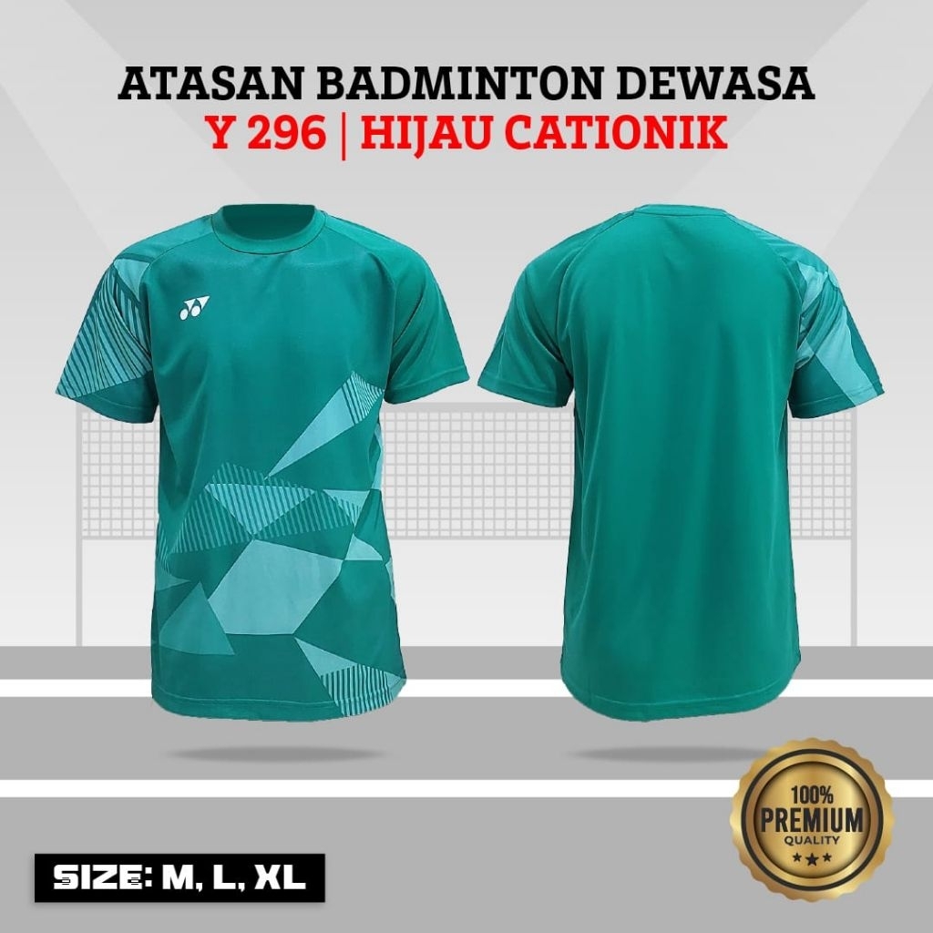 Atasan jersey badminton bulu tangkis warna hijau dewasa printing sublime