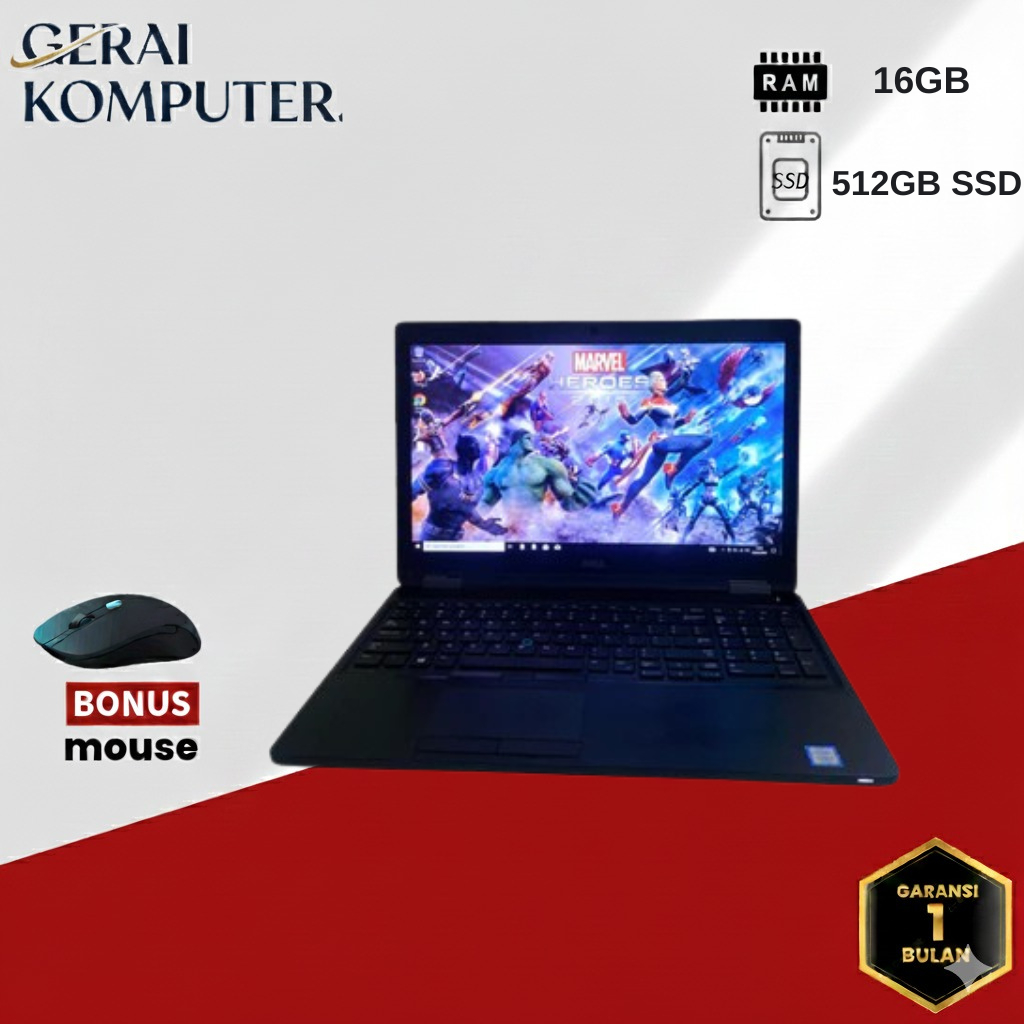 Dell Latitude 5580 5590 I7 Gen7 Ram 16GB Ssd 512GB Layar 15Inch