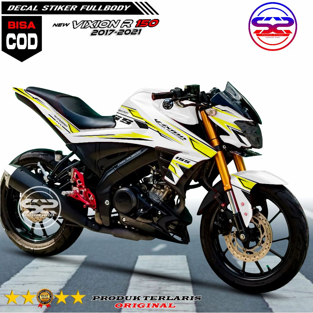 Decal Variasi Vixion R  Stiker Decal New Vixion R Full Body Motif Dasar Putih List Racing