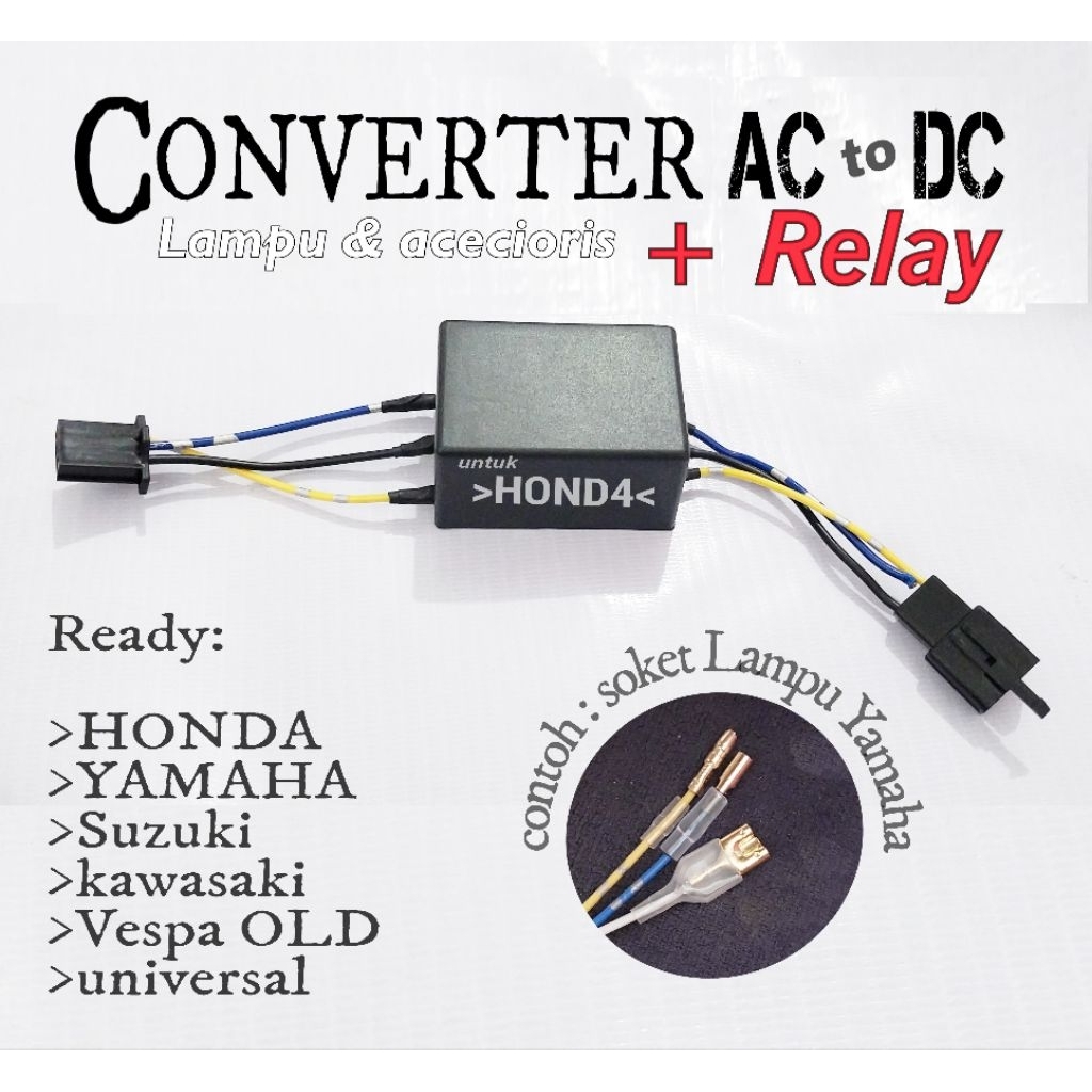 Kabel relay lampu Relay set LAMPU MOTOR AC ke DC
