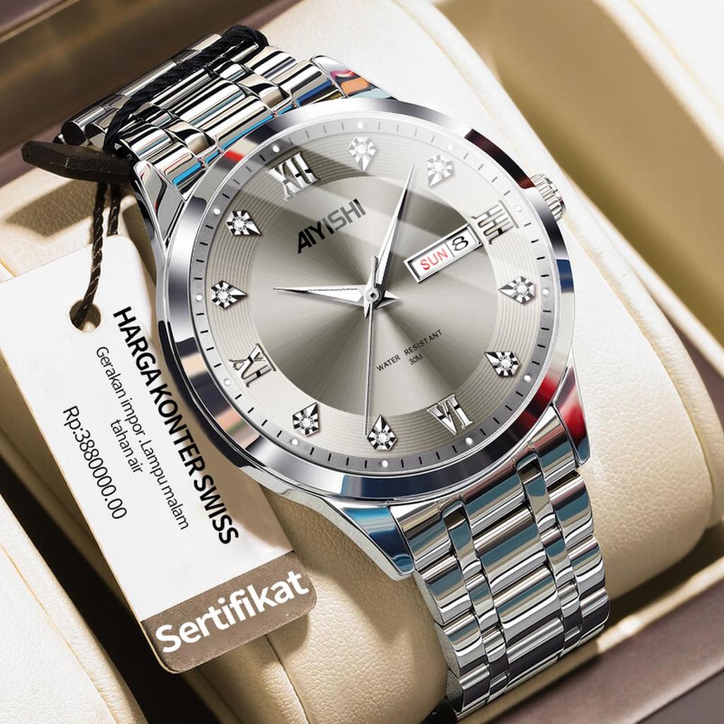 Aiyishi Jam Tangan Pria Original | Waterproof 30M | Jam Tangan Mewah Elegan & Stylish