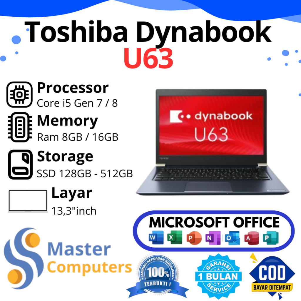 Laptop TOSHIBA Dynabook U63 Core i5 Gen 8 RAM 8 / 256GB FHD (Touchscreen)