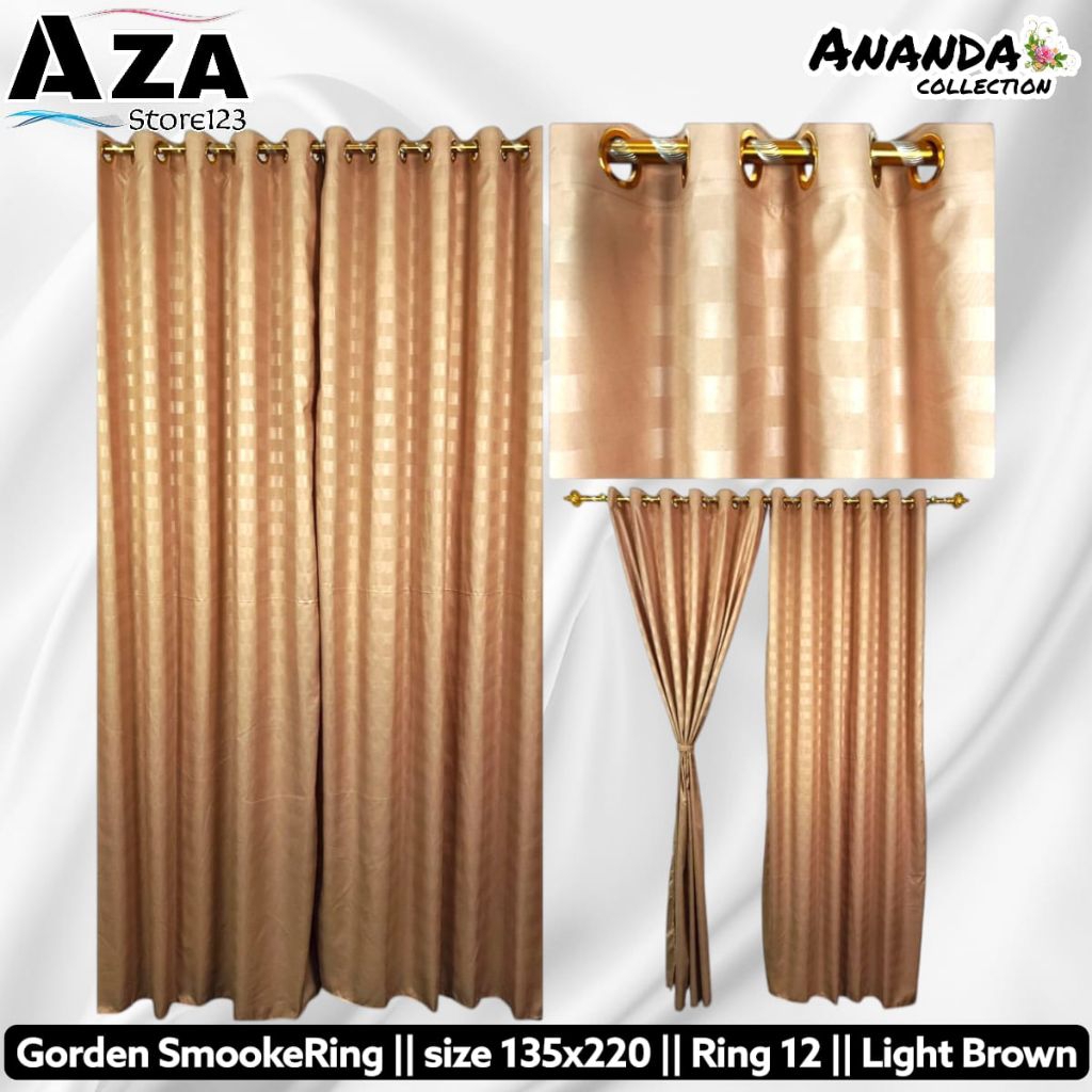 Gorden pintu jendela coklat muda