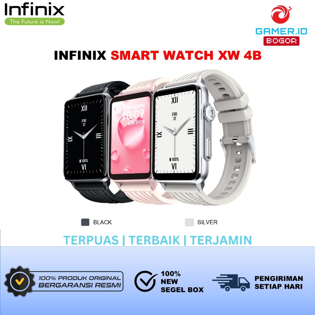 INFINIX SMARTWATCH XBAND XW4B BLACK / SILVER ( 1.57 Inch Full Touch HD - Battery 230 mAh )