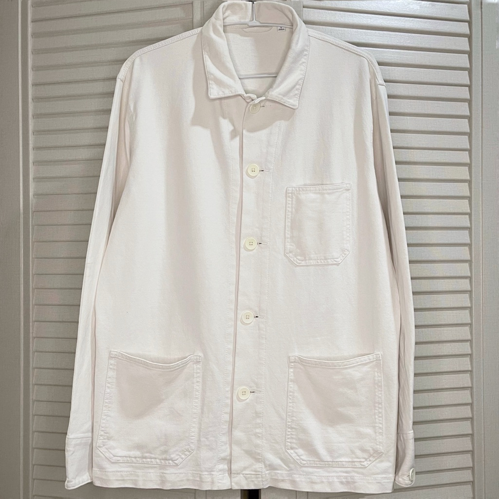 Uniqlo - Washed Jersey Work / Utility / Chore Jacket - Off White - Size L