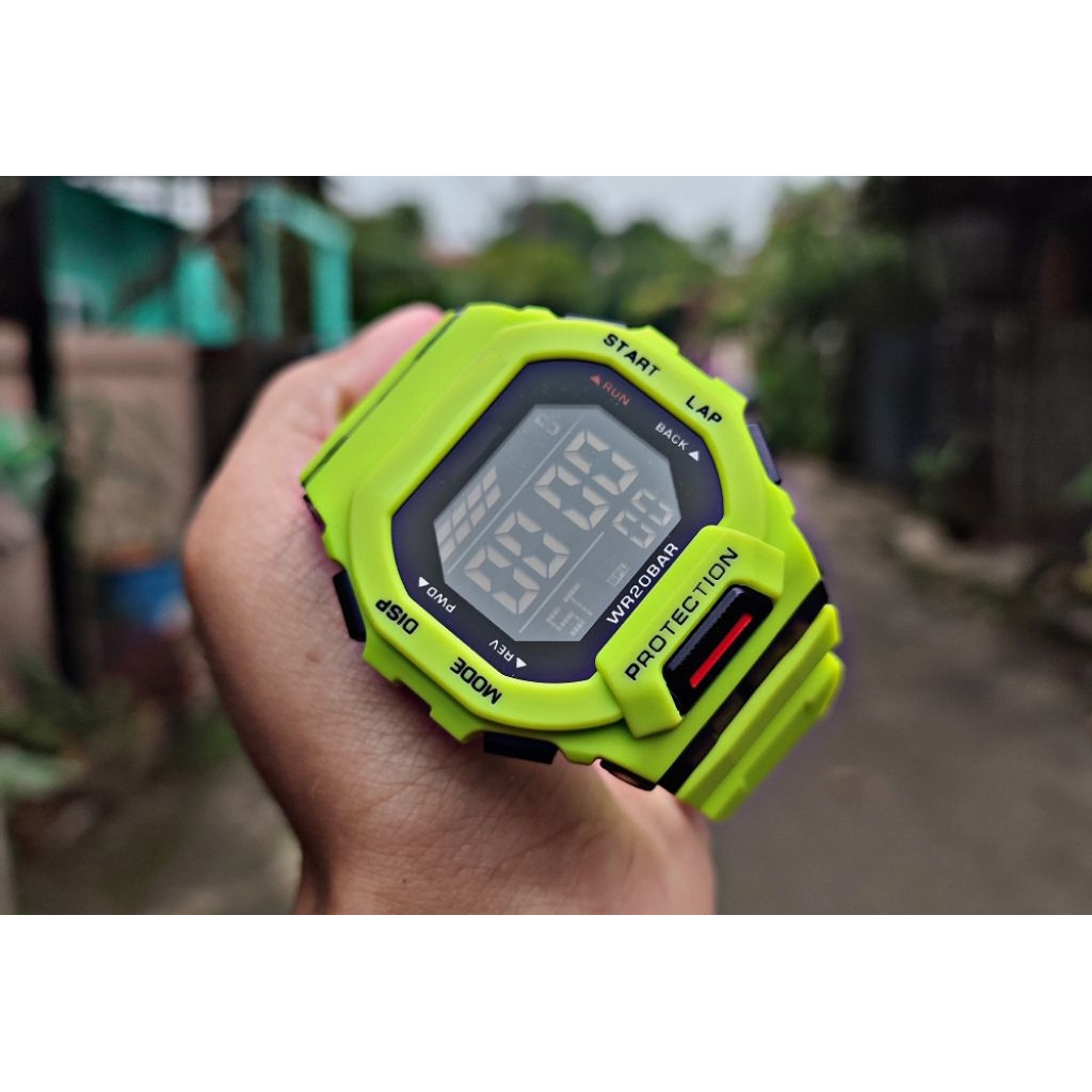 JAM TANGAN SPORT WATER RESISTAN DIGITAL PRIA WANITA HIJAU STABILO LIMITED EDITION
