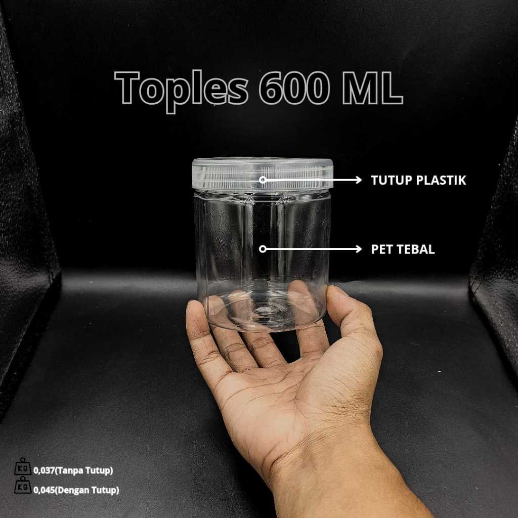 TOPLES PLASTIK 600 ML / TOPLES TABUNG CYLINDER 600 ML